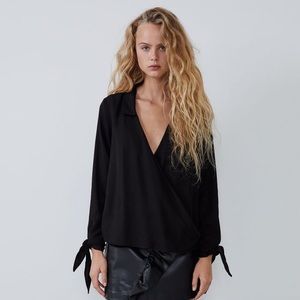 Zara Wrap Top with Wrist Tie Bows